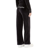 Velvet Wide-Leg Track Pants