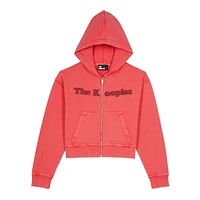 Logo Zip-Up Fleece Cropped Hoodie