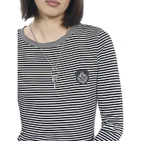 Long-Sleeve Blazon-Patch Striped T-Shirt