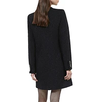 Long-Sleeve Shimmering Tweed Mini Dress