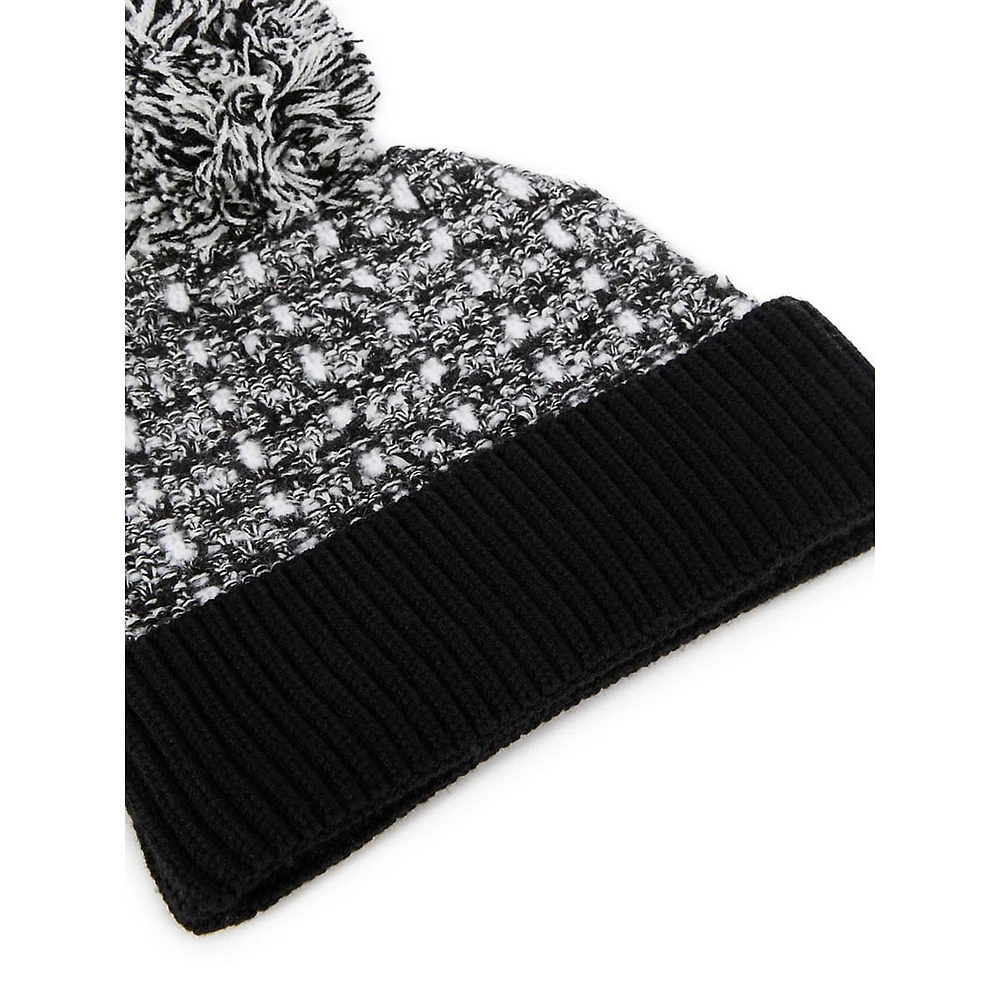 Wool-Blend Sequined Tweed Pom-Pom Toque