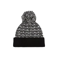 Wool-Blend Sequined Tweed Pom-Pom Toque