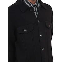 Collared Buttoned Wool Jacket-Style Cardigan