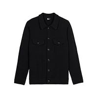 Collared Buttoned Wool Jacket-Style Cardigan