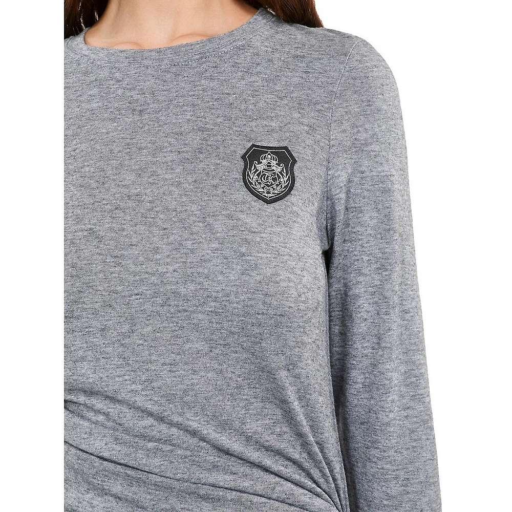 Blazon-Patch Long-Sleeve Wool-Blend T-Shirt