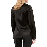 Fitted Western-Style Satin Shirt