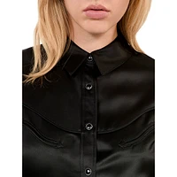 Fitted Western-Style Satin Shirt