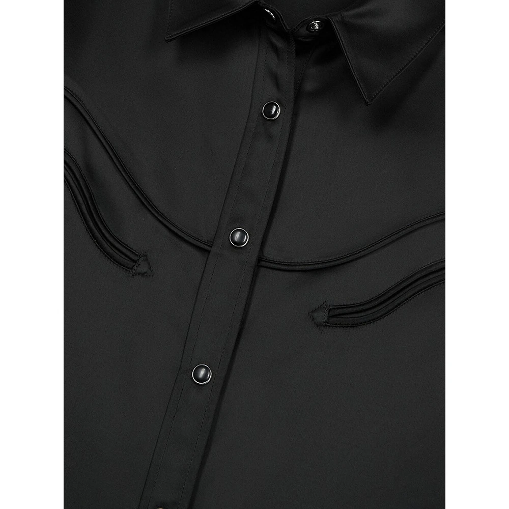 Fitted Western-Style Satin Shirt