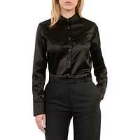 Fitted Western-Style Satin Shirt