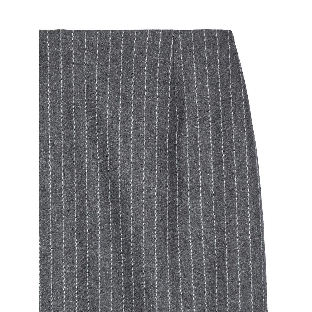 Wool-Blend Pinstriped Midi Pencil Skirt