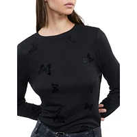 Butterfly Flocking Long-Sleeve T-Shirt