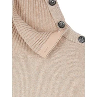 Wool & Cashmere-Blend Button-Shoulder Sweater