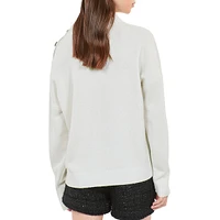 Wool & Cashmere-Blend Button-Shoulder Sweater