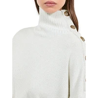 Wool & Cashmere-Blend Button-Shoulder Sweater