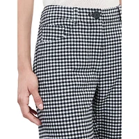 Vichy Wool-Blend Gingham Flared Pants