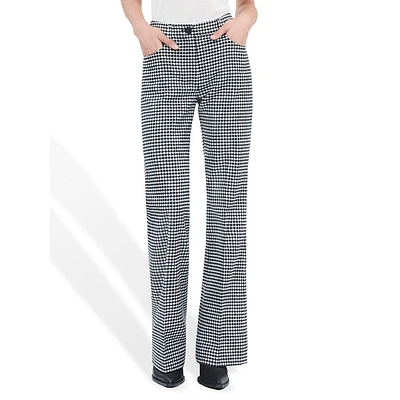 Vichy Wool-Blend Gingham Flared Pants