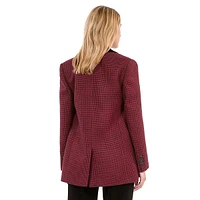 Double-Breasted Houndstooth Wool Blazer