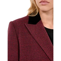 Double-Breasted Houndstooth Wool Blazer