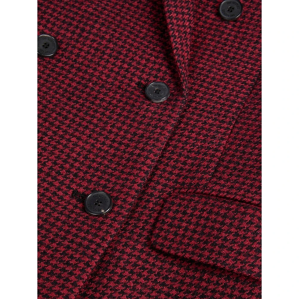 Double-Breasted Houndstooth Wool Blazer