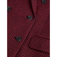 Double-Breasted Houndstooth Wool Blazer