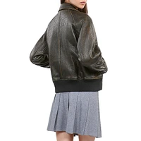 Bubble-Textured Leather Double-Breasted Jacket