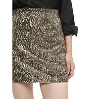 Golden Embroidered Sequin Mini Skirt