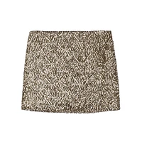 Golden Embroidered Sequin Mini Skirt