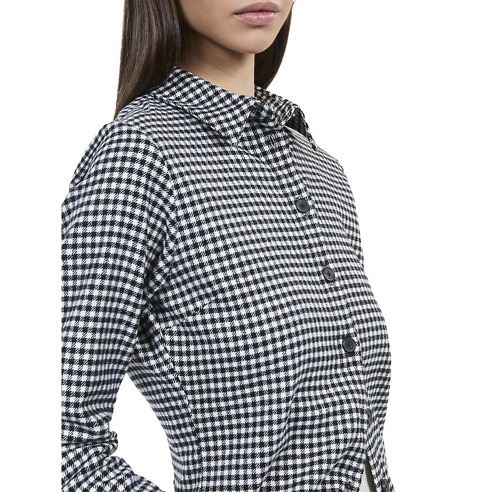 Vicky Wool-Blend Gingham Button-Up Shirt