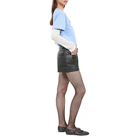 Zip-Pocket Belted Leather Shorts