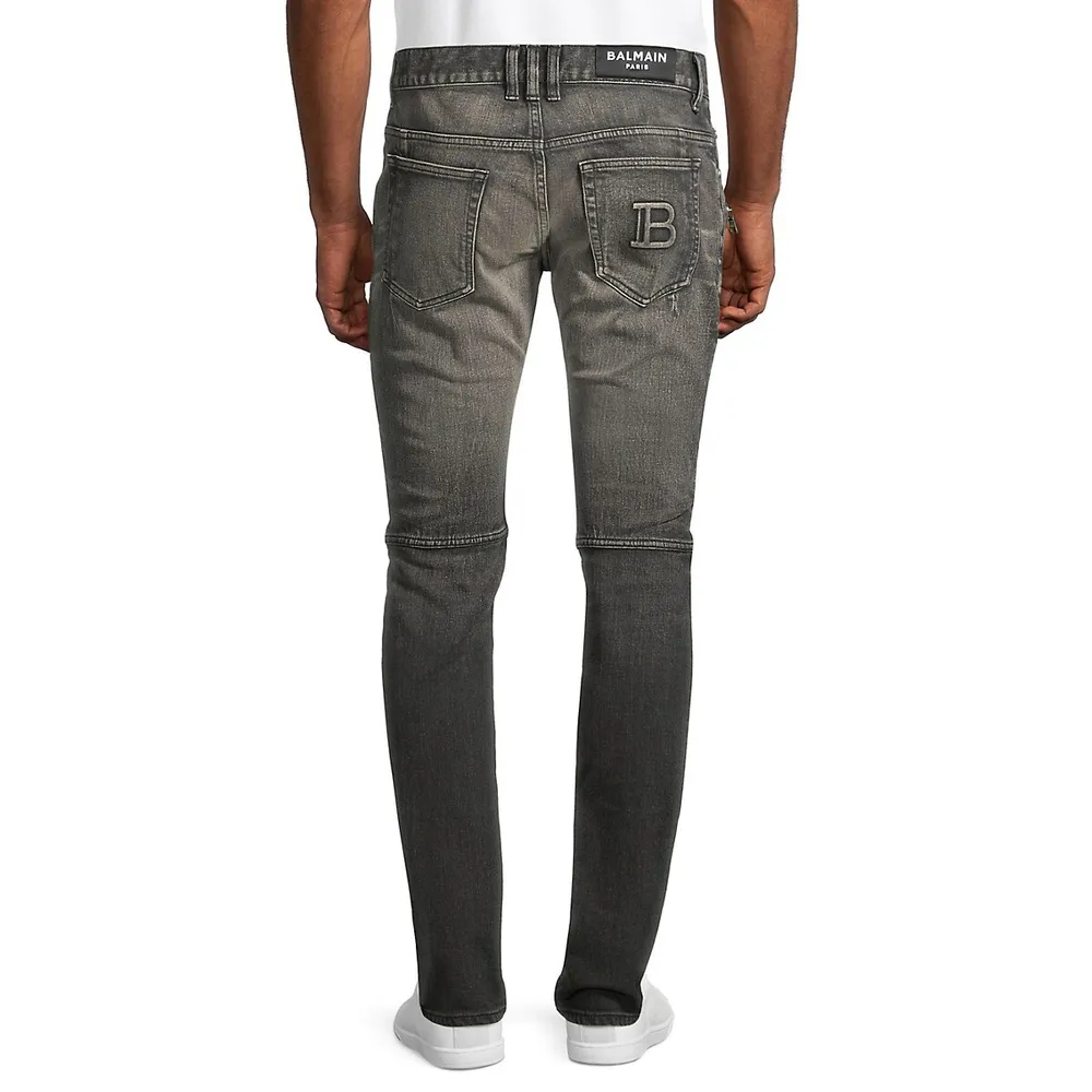 Slim Fit Logo Embossed Jeans