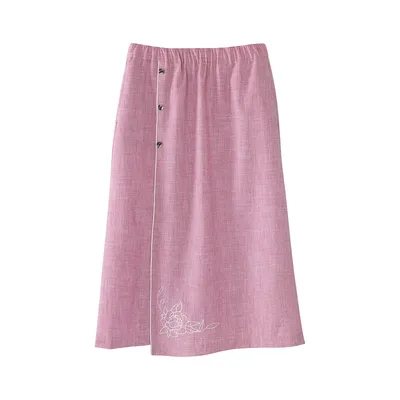 Women's Adaptive Open Back Embroidered Linen Skirt