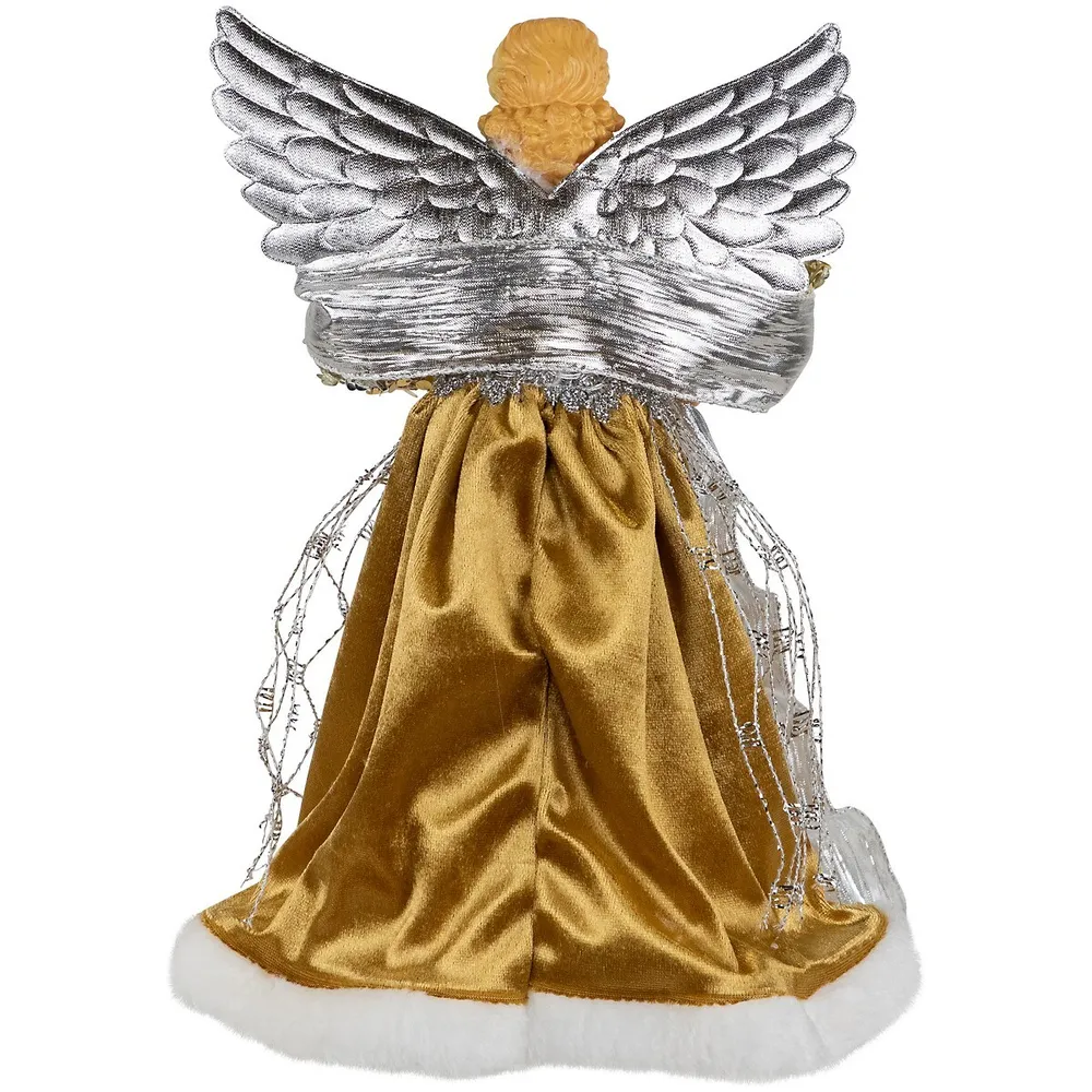 Northlight 12 Lighted Silver and White Angel with Wings Christmas Tree Topper - Clear Lights