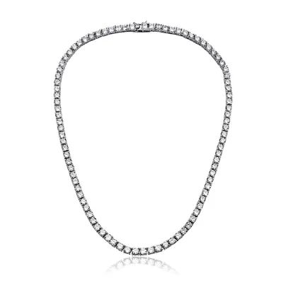 White Gold Plating With Clear Cubic Zirconia 3mm Tennis Necklace