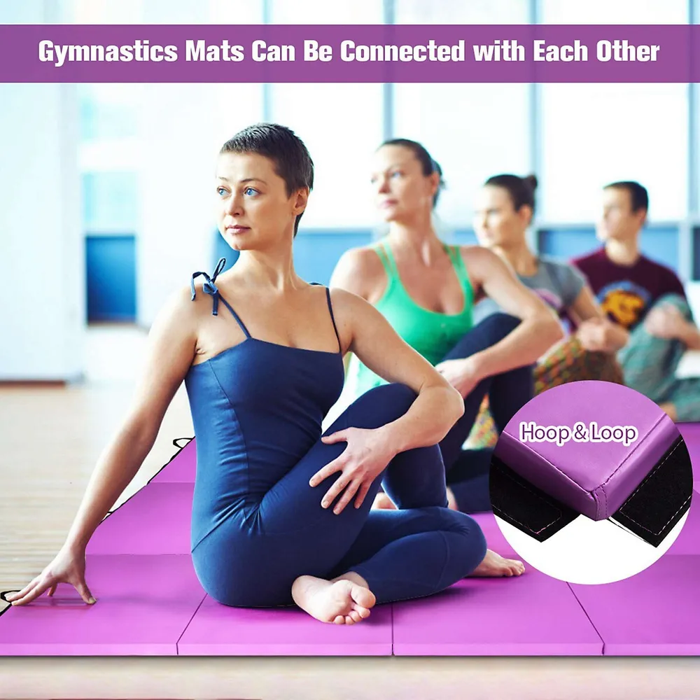 Costway 4'x 8'x 2'' Folding Gymnastics Exercise Mat W/Handle Aerobics  Stretch Yoga