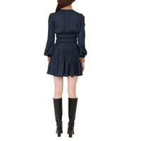 Rianne Satin Smocked-Waist Mini Dress