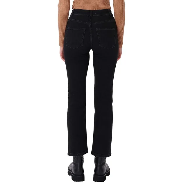 High Waisted Button Detail Flare Pants