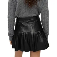 Leather A-Line Mini Skirt