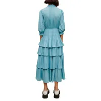 Radjinette Ruffled Blouson-Sleeve Midi Dress