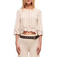 Mantelly Embroidered Flower Sweater