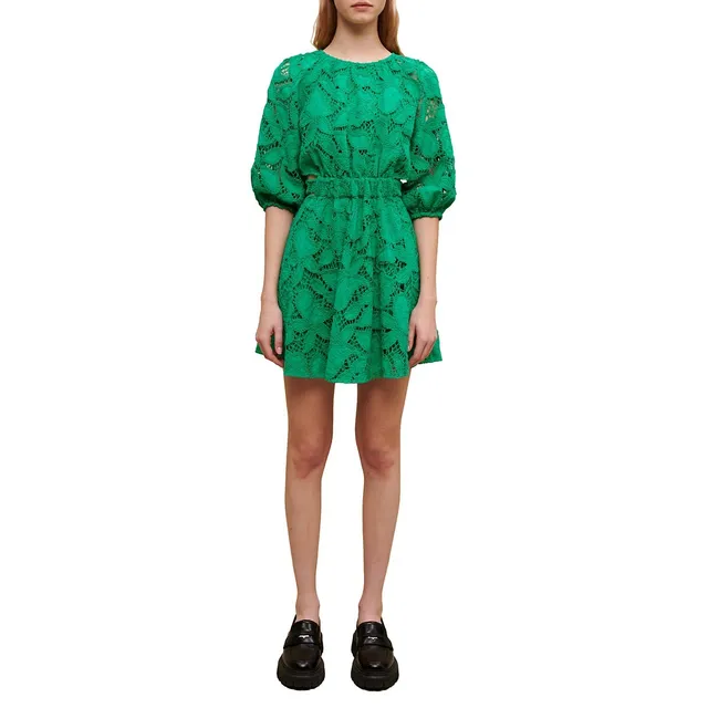 Maje Rannick Botanical Crochet Mini Dress