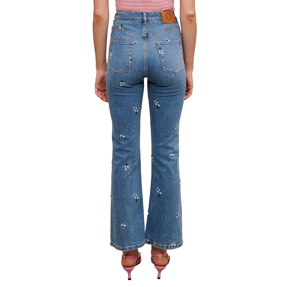 223PASSIGUET Jeans with floral embroidery - Pants & Jeans - Maje.com