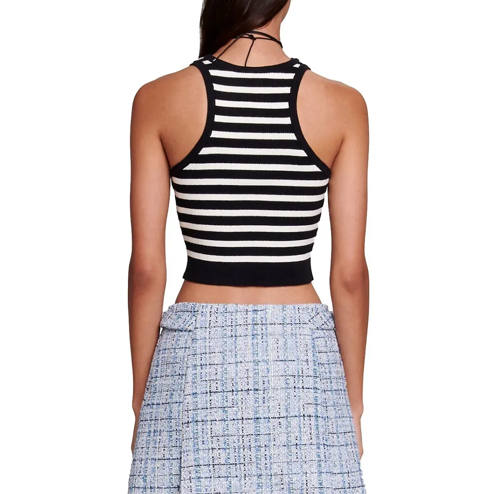 Marinelia Striped Rib-Knit Cropped Tank