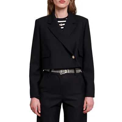 Vakino Double-Breasted Cropped Blazer