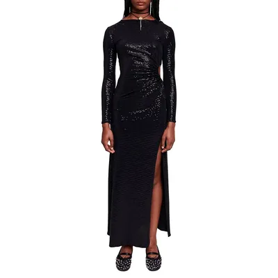 Rilexisa Sequined Side-Cutout Midi Dress