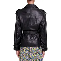 Belfa Oversized Belted Leather Moto Jacket