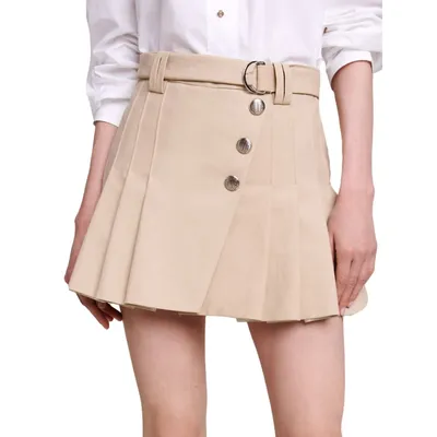 Jumita Pleated Belted Mini Skirt
