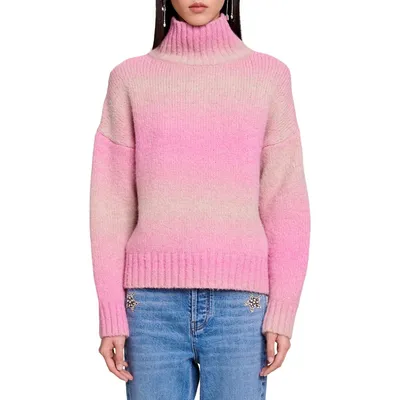 Megevy Gradient-Stripe Turtleneck Sweater