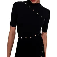 Rellier Directional-Button Rib-Knit Mini Dress