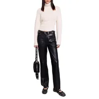 Plutoma Leather Wide-Leg Jeans