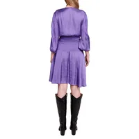 Reloua Satin Smocked-Waist Mini Dress